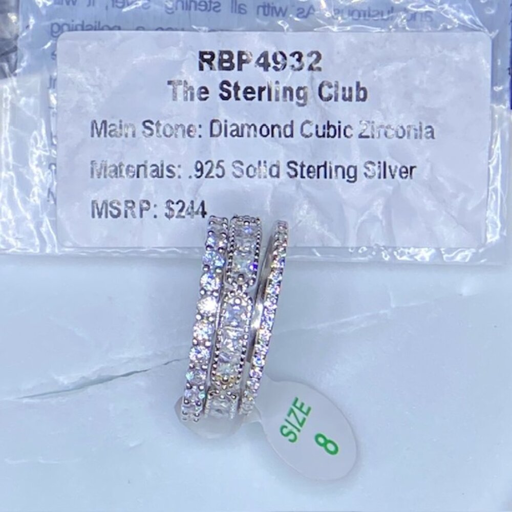 925 Solid Sterling Silver Farmhouse 3 Band Set Size 8 - Picture 4 of 5